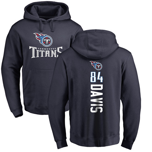 Tennessee Titans Men Navy Blue Corey Davis Backer NFL Football #84 Pullover Hoodie Sweatshirts